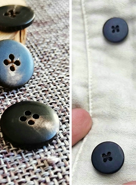 深咖色哑光天然牛角刻十字架扣子 日系复古工装外套裤子纽扣