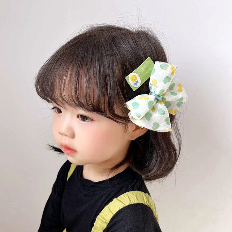 韩版清新雪纺蝴蝶结儿童发夹头饰女童边夹丸子头发饰宝宝BB夹套装