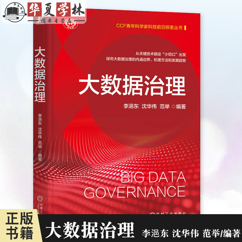 大数据治理 李浥东 沈华伟 范举 CCF青年科学家科技前沿探索丛书 大数据治理内涵可行技术路径书 机械工业出版社9787111765745
