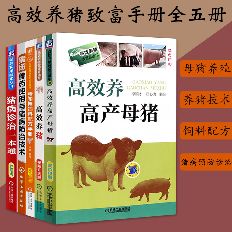 高效养猪+高产母猪+猪实用饲料配方手册+猪场兽药使用与猪病防治技术+猪病诊治一本通 高效养猪技术 猪饲料配方书 猪病防治用药