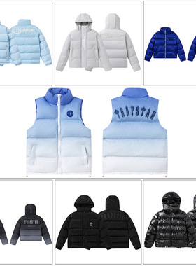 跨境高版本Trapstar新款刺绣字母美式立领连帽潮流爆款休闲棉服冬