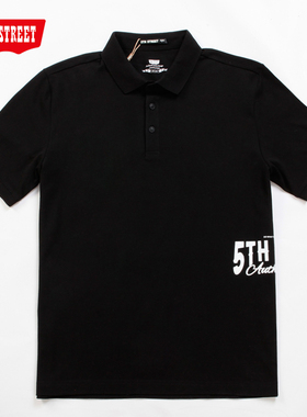 第五街夏季简约时尚翻领短袖T恤男装韩版舒适POLO衫671503-222B0