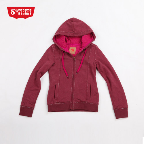 第五街5th street女装修身长袖开衫显瘦休闲运动外套23650104