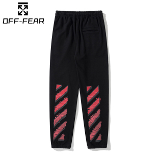 斑马线卫裤 字母logo印花WHITE休闲宽松长裤 潮 off男女春秋冬季 正品