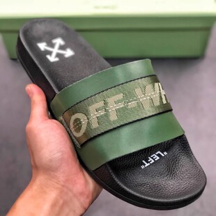 一字拖女生家居斑马线潮牌拖鞋 WHITE字母印花防滑男士 OFF拖鞋