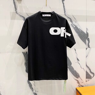 男女圆领字母印花短袖 WHITE夏季 百搭休闲纯棉T恤箭头潮牌 OFF