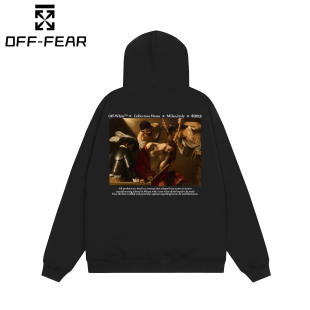 衣宽松大码 正品 连帽卫休闲款 潮流WHITE青年百搭秋冬季 箭头 OFF时尚