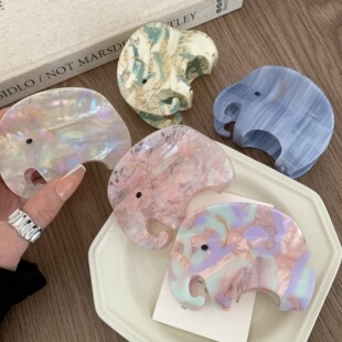 鲨鱼抓夹抓夹ins高级感新款小象醋酸发饰简约发夹卡通动物甜发抓