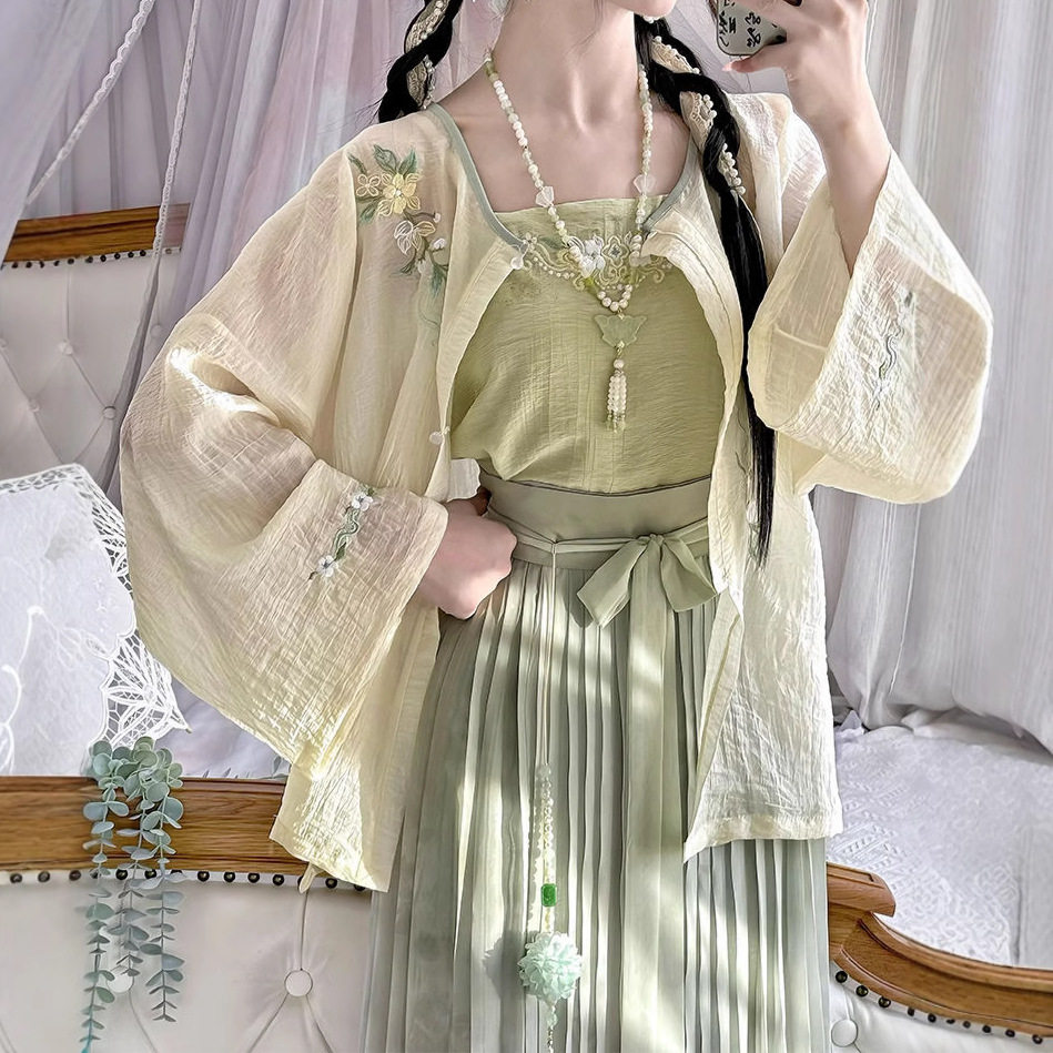 2024夏款日常汉服套装浅绿色灯笼裤圆领衫刺绣汉服整套透气小清新,女装/女士精品,汉服半身裙,淘宝优惠券,粉丝福利购,淘宝优惠卷