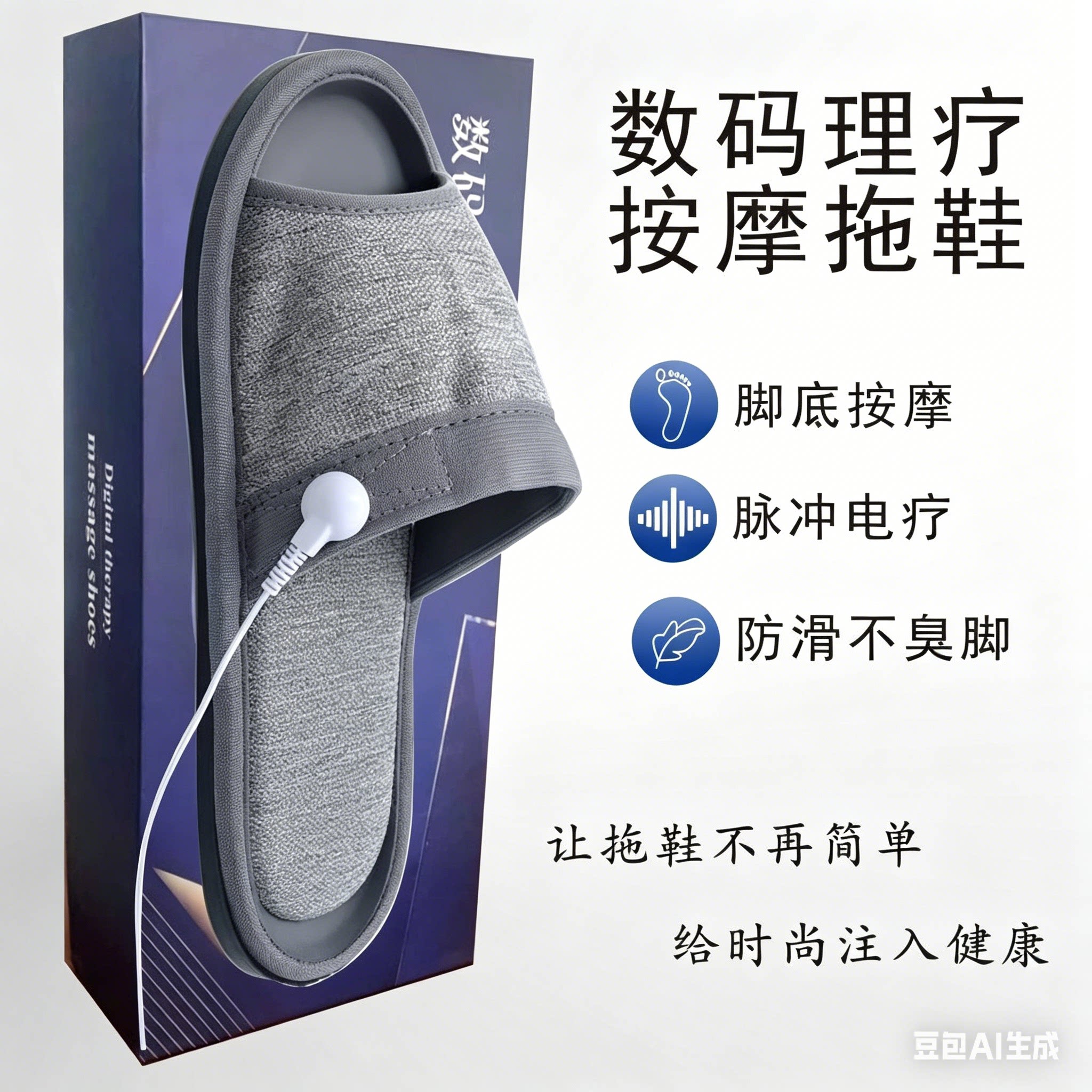 双脚全方位理疗按摩棉拖男女通用电磁脉冲缓解肌肉疼痛按摩拖鞋