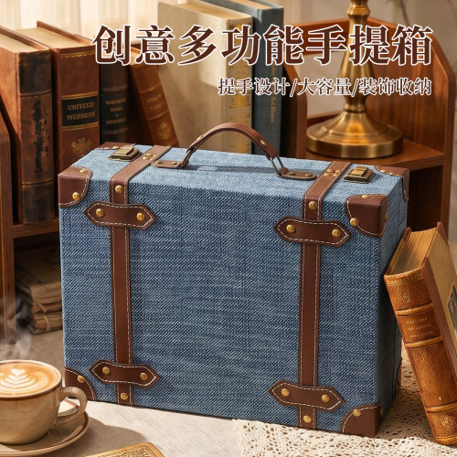 复古风布艺手提箱装饰道具木箱