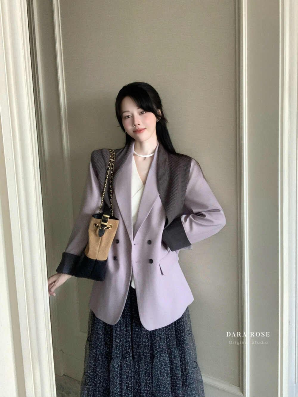 非售价：法式双排扣口袋款休闲撞色设计款披肩西装外套西装