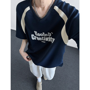 现货 重磅280克潮牌ins潮流复古插肩袖t恤男短袖T906-P40控58灰图片
