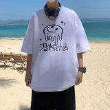T81-P20特没烦恼chic新款t恤潮流简约卡通印花夏季圆领上衣红，男装T恤，电商A456（原C415）