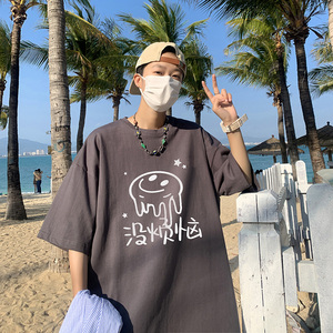 T81-P20特没烦恼chic新款t恤潮流简约卡通印花夏季圆领上衣红图片