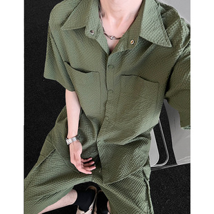 P45特批控79大码 套装 男装 机能衬衫 速干铁扣两件套C 工装 现货TZ888