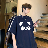 T583-P40控59夏季潮牌男士潮流T恤上衣插肩袖宽松织带重磅短袖黑，男装T恤，电商A456（原C415）