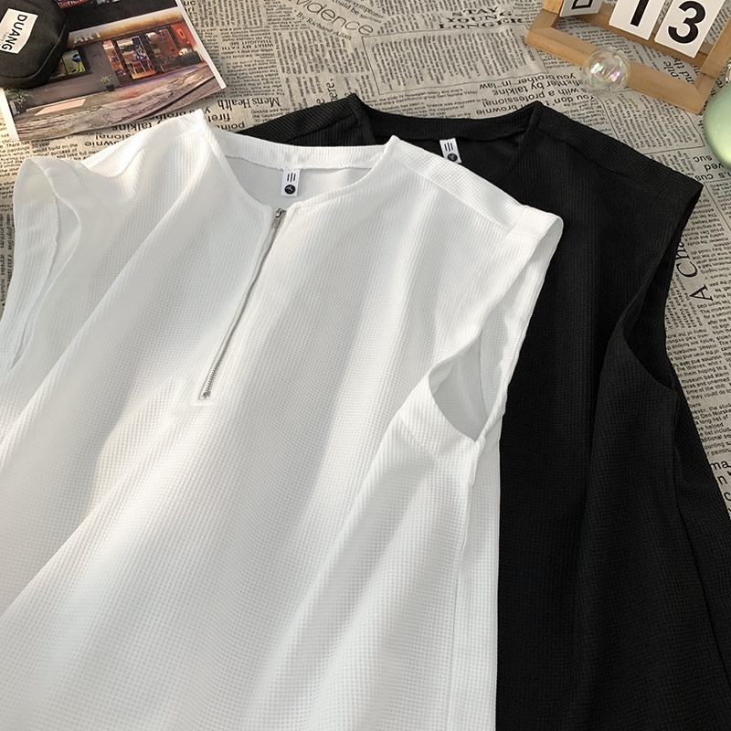280克净版美式半拉链背心男韩版宽松无袖t恤A456-B36-P23特价,男装背心/马甲,电商A456（原C415）