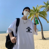 直播有280克大码发泡美式潮牌宽松网丝印花复古短袖t恤A432-T523-，男装T恤，电商A456（原C415）