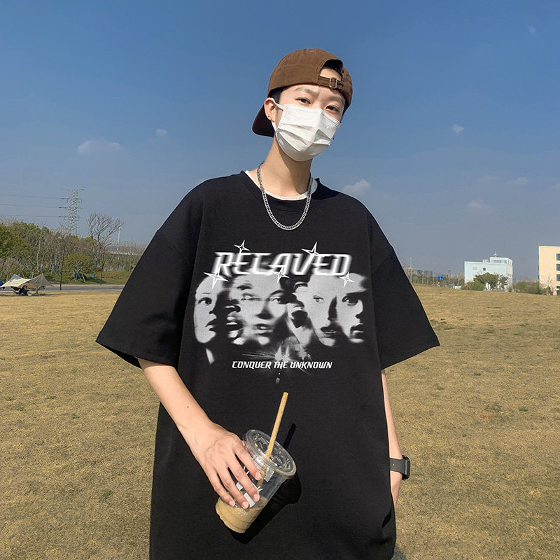 T80-P20特欧美高街重磅个性短袖T恤男夏季宽松嘻哈潮牌美式上衣，男装T恤，电商A456（原C415）