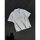 A456-T918-P40主推280克重亨利夏季T恤宽松潮流假两件POLO短袖c，男装T恤，电商A456（原C415）