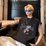 B22特P20控38梅花潮牌网印男夏季宽松运动坎肩美式无袖大码背心，男装背心/马甲，电商A456（原C415）