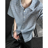 主推现货夏季短袖格子衬衫男潮牌潮流中性衬衣CY06-P28控49，男装T恤，电商A456（原C415）