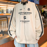 现货420高克重磅秋冬麂皮绒圆领2条杠卫衣男外套JP89-P45杏色，男装卫衣，电商A456（原C415）
