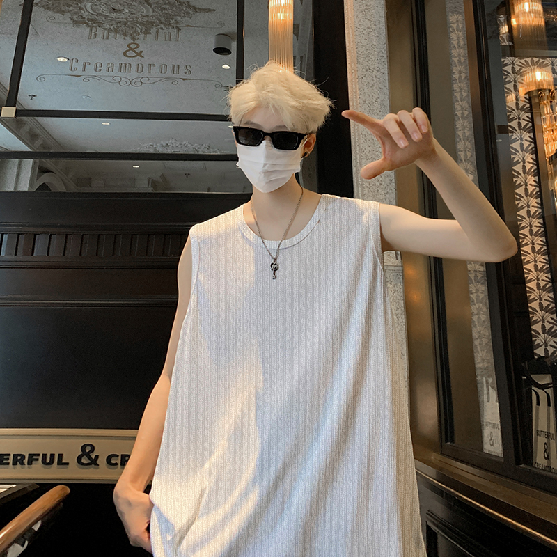 B35特P22控39肌理冰感潮牌无袖背心男夏季宽松运动坎肩美式t恤，男装背心/马甲，电商A456（原C415）