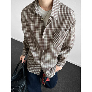 现货主推CY13-P30特长袖格子衬衫男潮牌潮流宽松韩版中性衬衣r