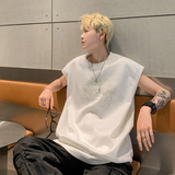 B06特P20潮牌烧花无袖背心男夏季宽松运动坎肩美式t恤XIN，男装T恤，电商A456（原C415）
