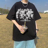 T80-P20特欧美高街重磅个性短袖T恤男夏季宽松嘻哈潮牌美式上衣，男装T恤，电商A456（原C415）