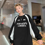 现货360G直播重磅港风美式复古插肩袖拼接ins卫衣外套男WY98黑色，女装短外套，电商A456（原C415）