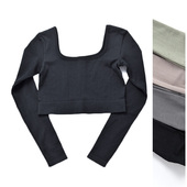 瑜伽T恤女短款 H家长袖 紧身衣显瘦运动上衣套拇指 捡漏价 断码