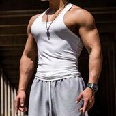 美式 工字背心训练服 螺纹紧身弹力速干背心男方领吊带健身坎肩无袖