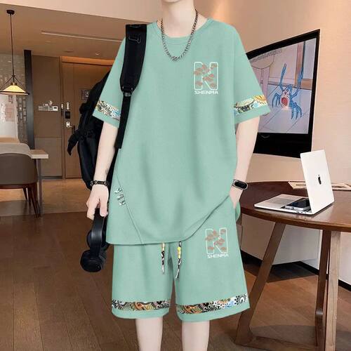 短袖短裤套装国潮夏季运动休闲青少年宽松学生帅气两件套国风男装