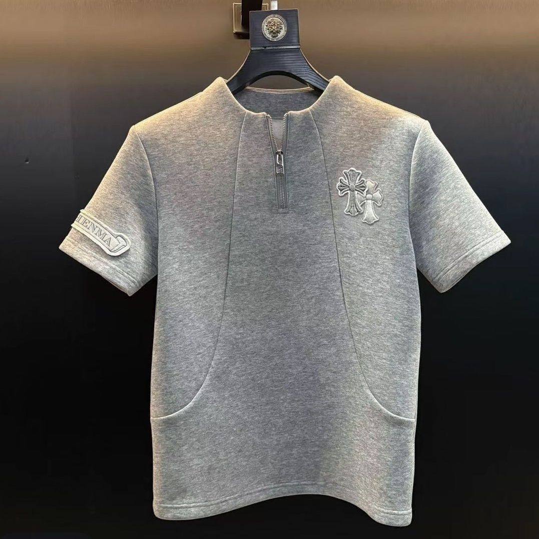 春夏新款短袖T恤重磅男士半袖打底衫轻奢简约百搭圆领上衣潮