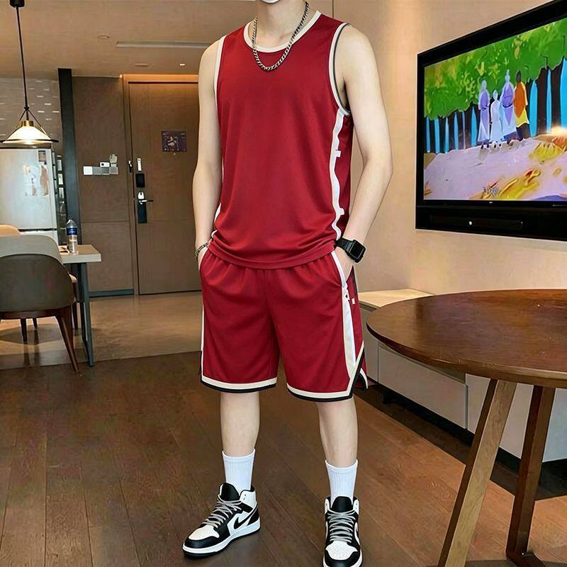 夏季健身跑步速干休闲运动套装男2026t恤背心短裤篮球服球衣