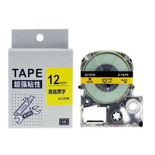 TAPE替代标签机色带12MM18 9MM 6mmSR230cH/SR550C黑底金字SC12YW