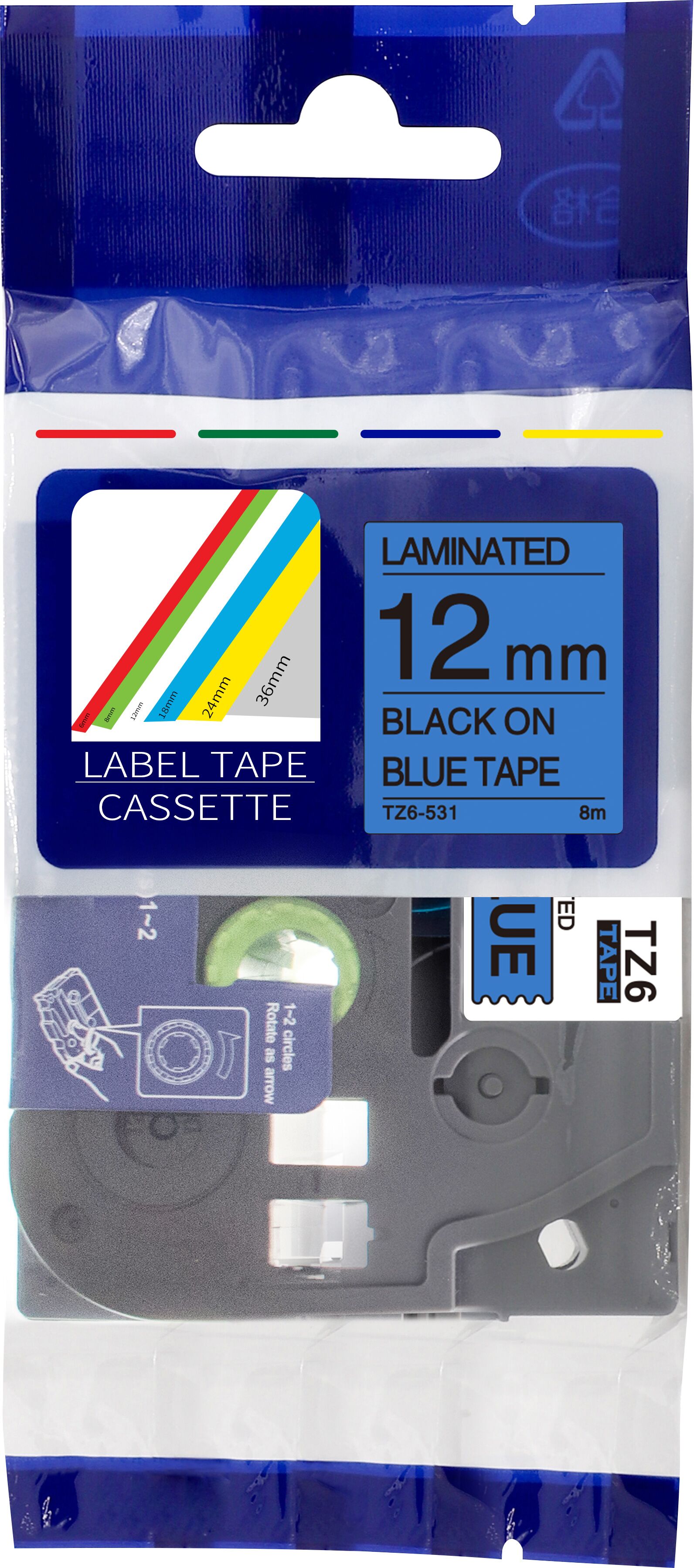 爱墨标签色带12mm 适用兄弟标签机PT-P700/P900标签纸TZ6-231/631