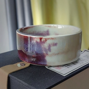 神垕钧瓷茶杯苗帅浩钧窑瓷器玉石釉渐变红色手工杯子喝茶把玩茶器