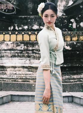 西双版纳傣族服装工作服茶服套装特色泰国风情小清新日常工作服夏