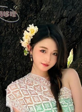 云南傣族头花儿童舞蹈头饰泰国民族风手工发饰演出服写真摄影配饰