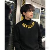 百搭打底双面德绒修身 新款 上衣 秋冬季 休闲美式 ins印花长袖 T恤男士