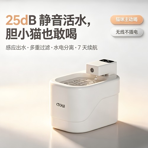 猫咪智能感应静音无线饮水机