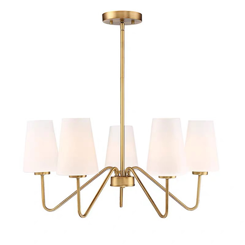 美式吊灯现代简约轻奢酒店大厅温馨餐厅卧室书房玻璃灯罩全铜灯具