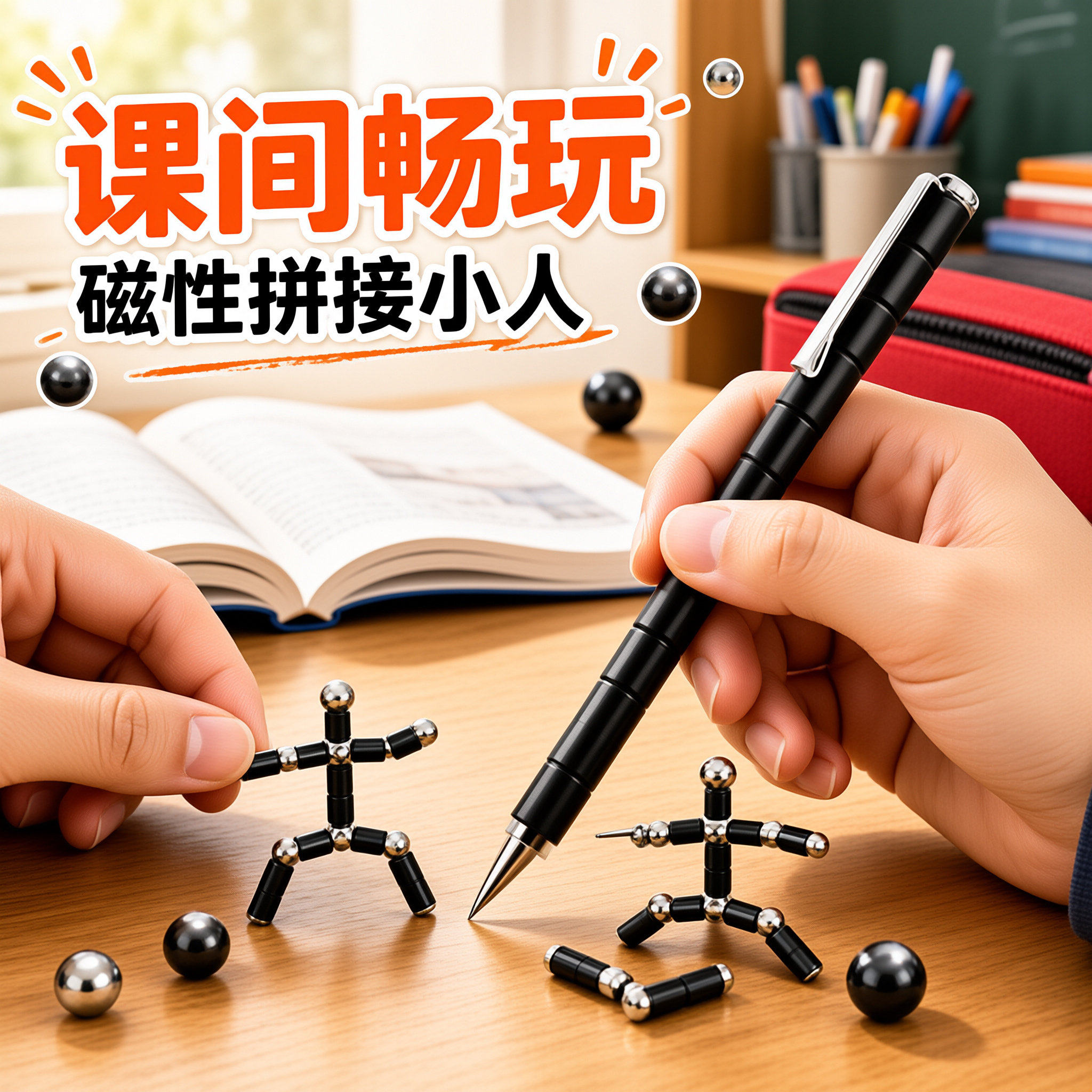 可以玩游戏的笔磁性笔解压多功能创意新款益智学生玩具百变磁铁笔