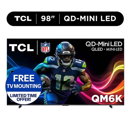TCL/98QM6K 98英寸QD-MiniLED144HzHVA哑光抗光屏AiPQPro安桥音响