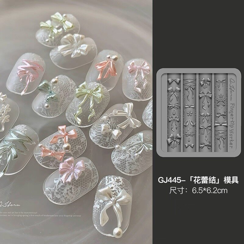 猪猪正品爆款蝴蝶结硅胶模具易脱模立体花蕾花环网红流行美甲工具