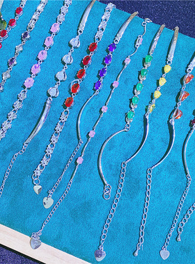 欧美风新款热销彩色重工锆石手链微镶厚金电镀保色简约手饰混批